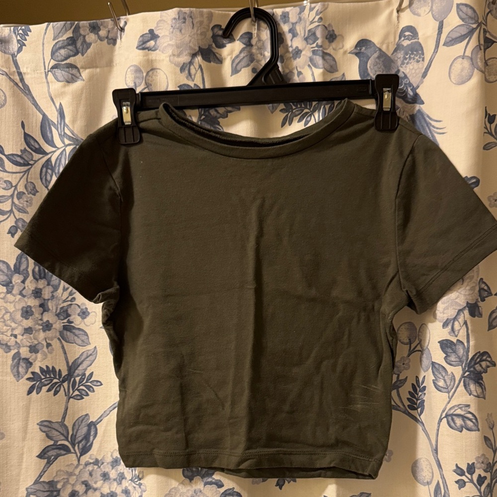 wild fable Olive Green Short Sleeve Crop Top